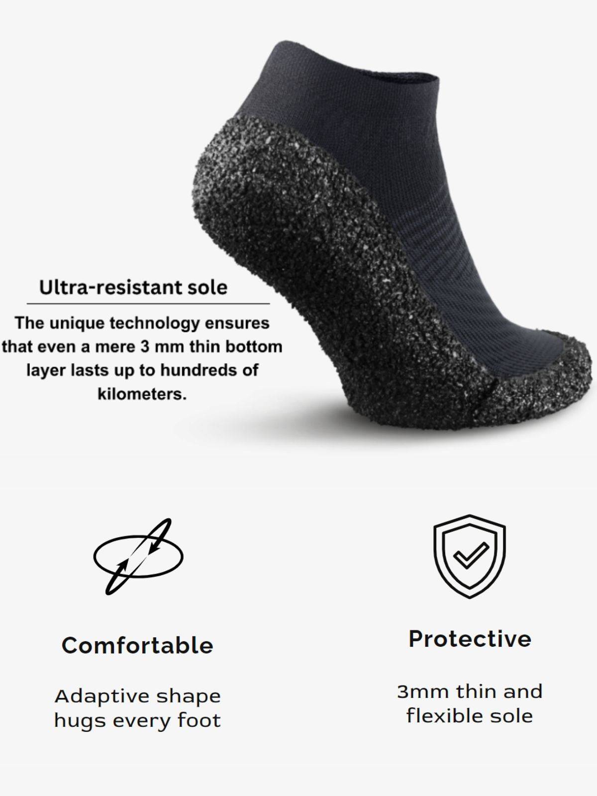 Ultra-resistant sole of DIRTS Black Barefoot Sock Shoes