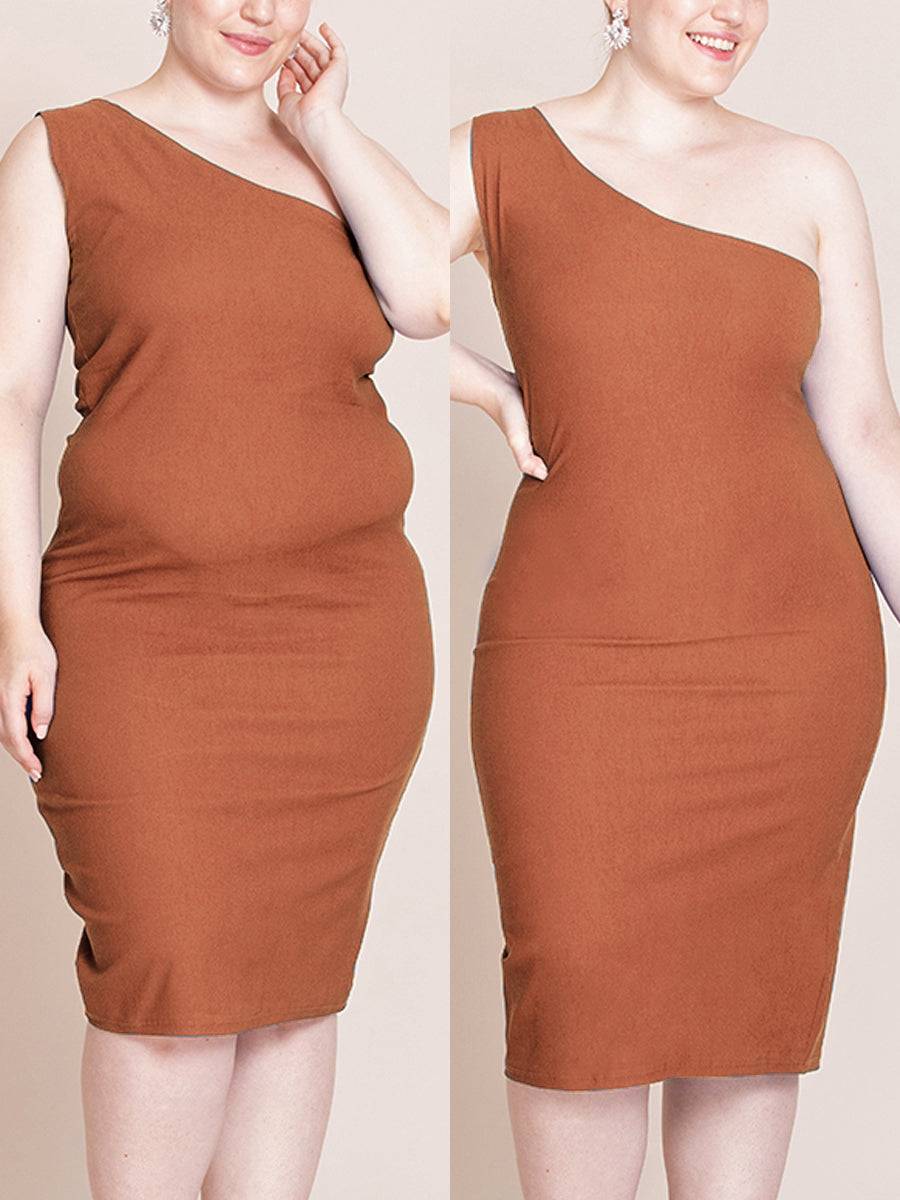 Before and after in dress with shaper panty