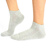 Gray sneaker socks with ribbed texture