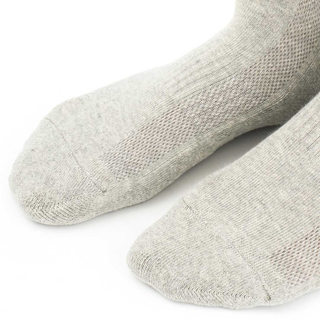 Close-up of gray cotton sneaker socks
