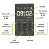 TENS Massager control panel and settings