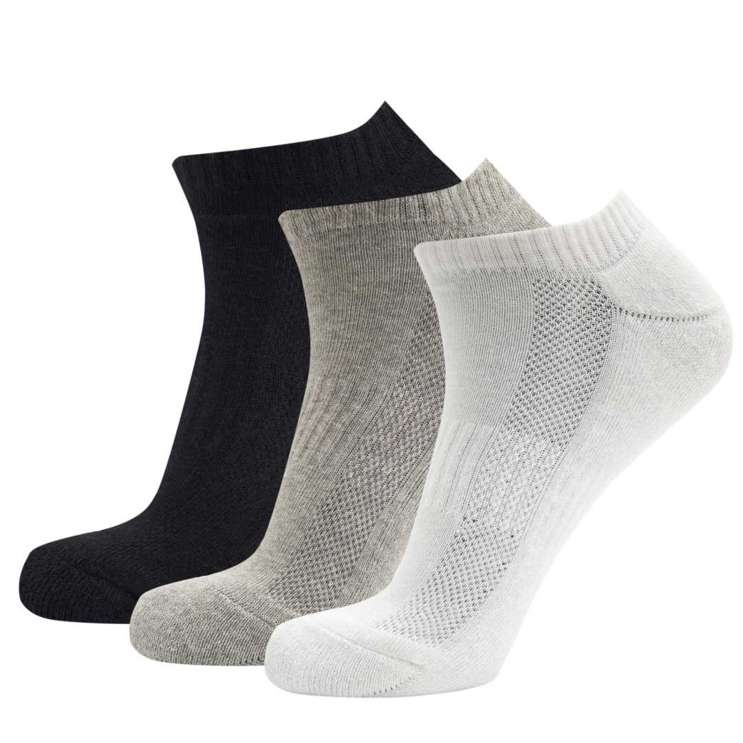White | Black | Grey Sneaker Socks For Men and Women made from Pure Cotton 3 x PAIR