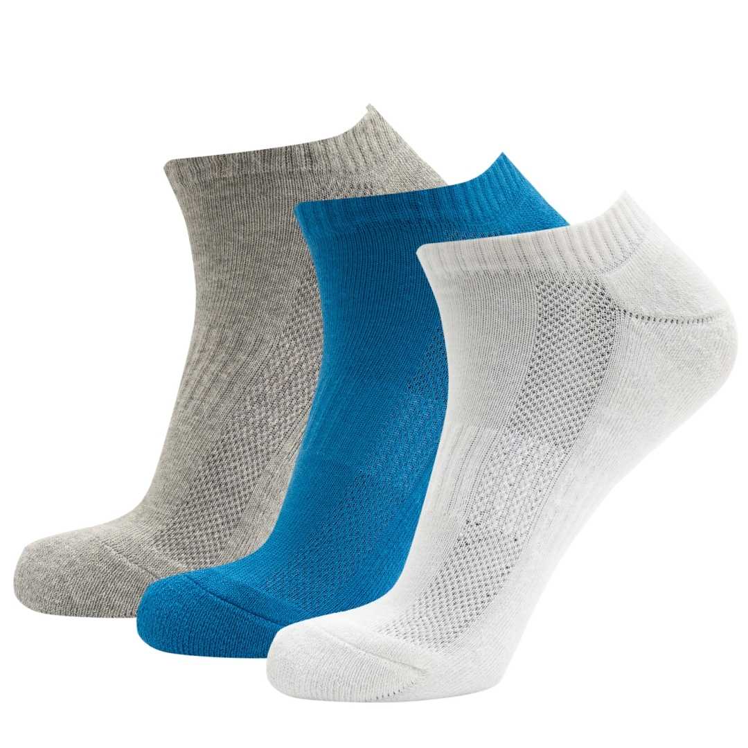 Grey | Light Blue | White Sneaker Socks For Men and Women made from Pure Cotton 3 x PAIR