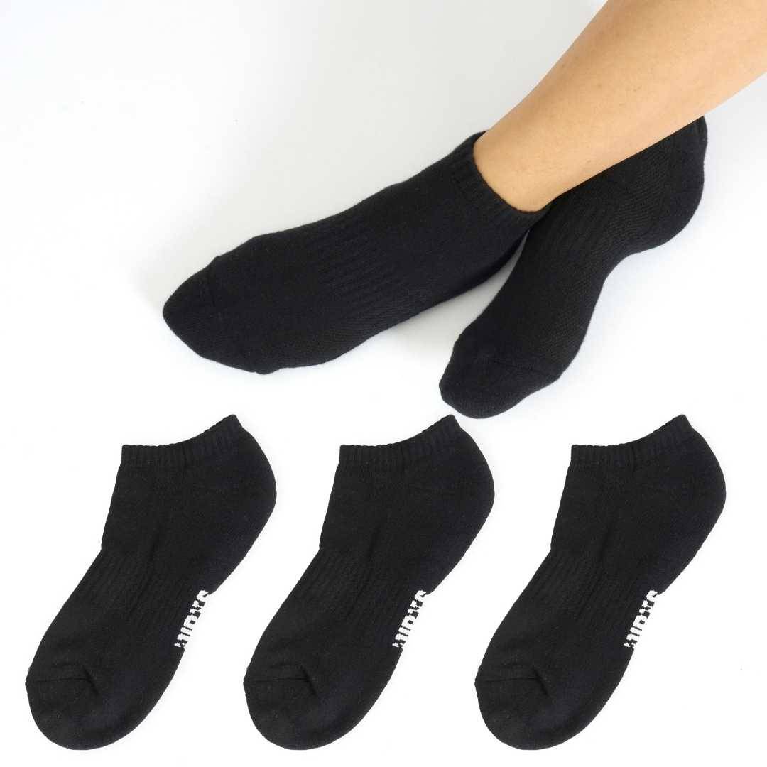 Black Sneaker Socks For Men and Women made from Pure Cotton 3 x PAIR