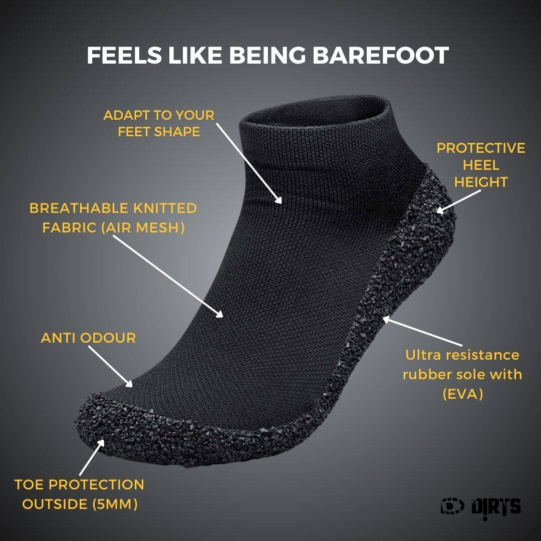 Features of DIRTS Black Barefoot Sock Shoes
