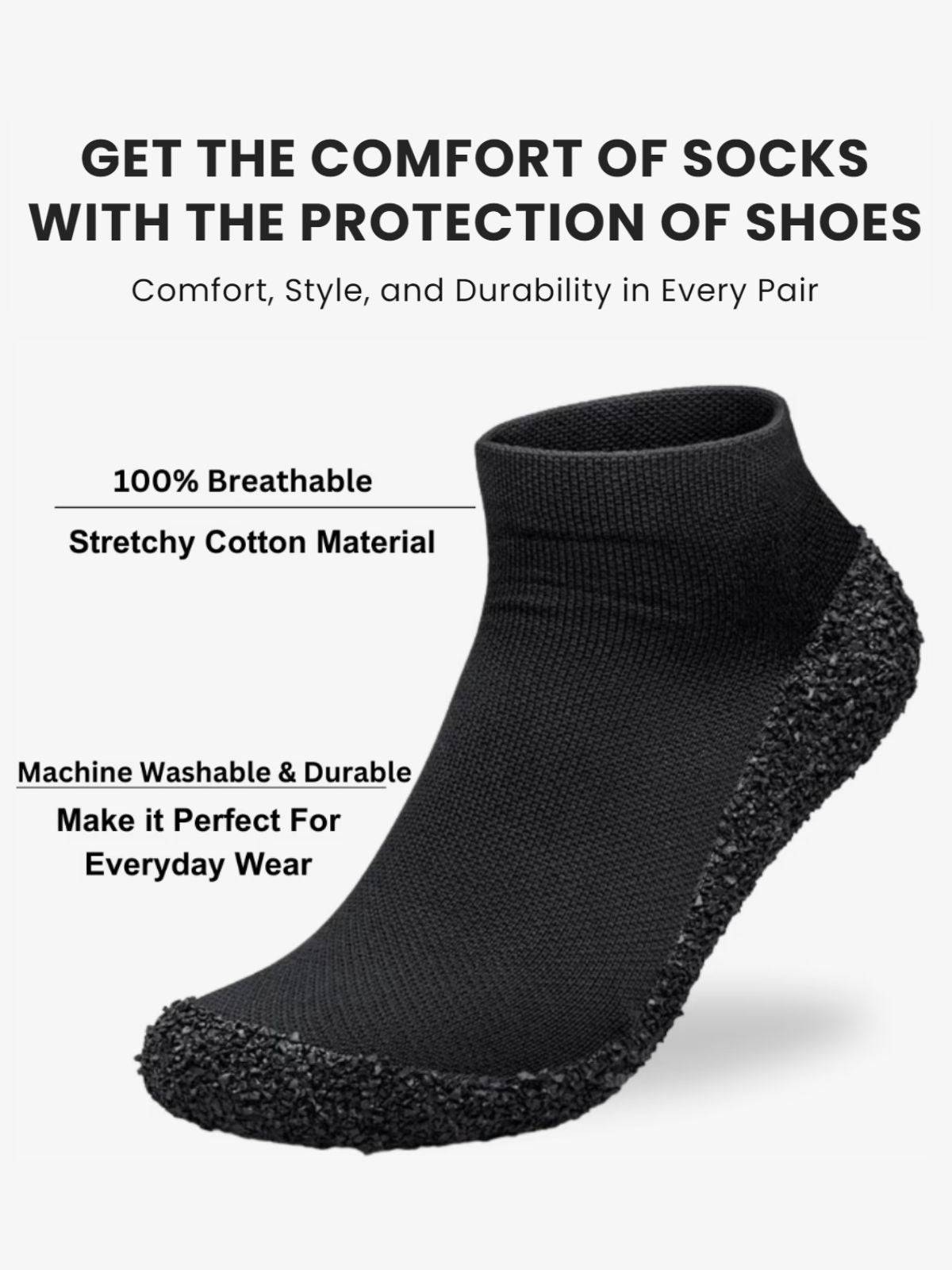 Comfort and protection of DIRTS Black Barefoot Sock Shoes