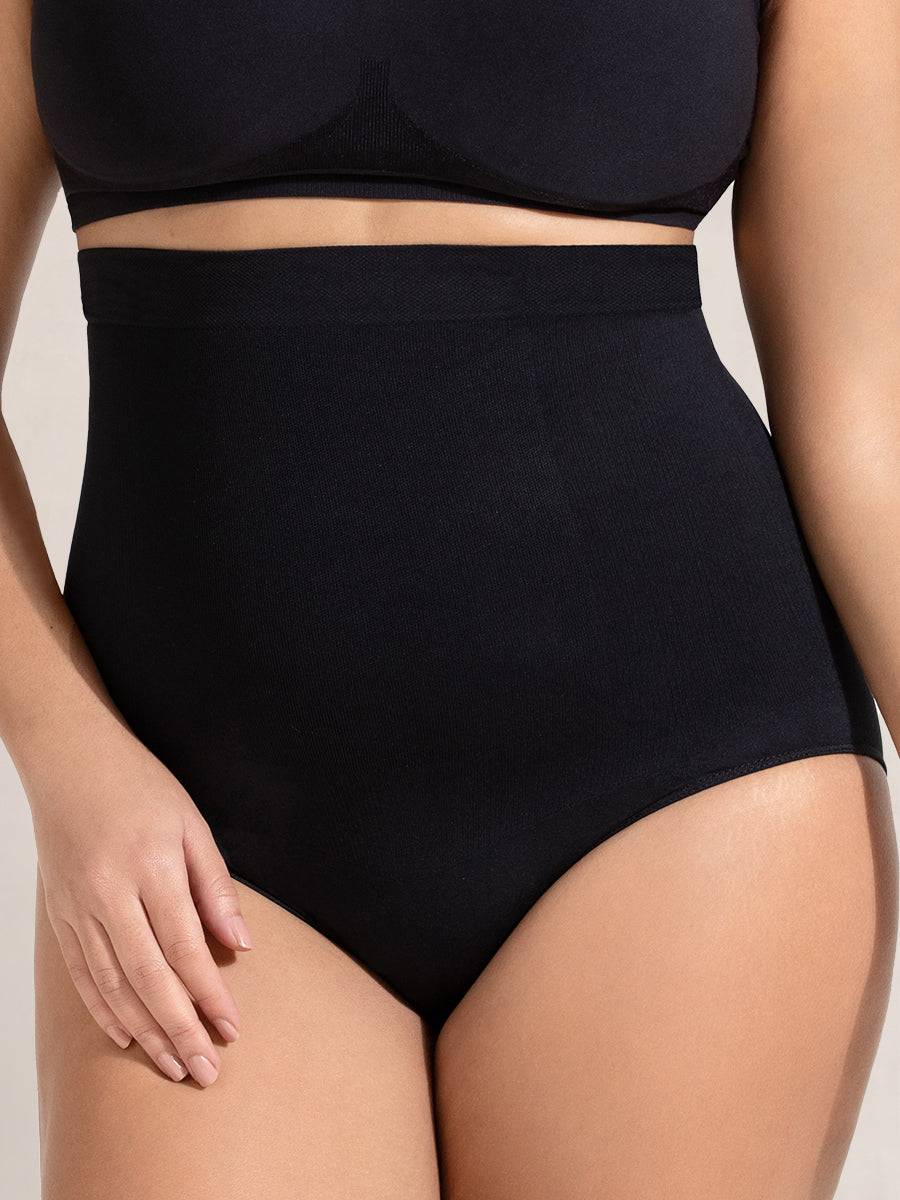 Black high-waisted shaper panty for all-day comfort