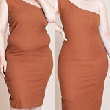 Before and after in dress with shaper panty
